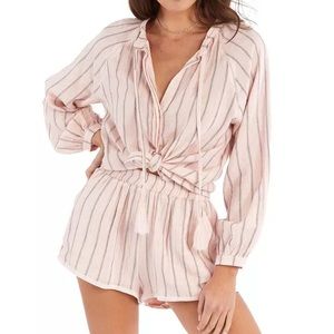 ALLISON NEW YORK Cotton Gauze Shorts - Blush Pink Stripe